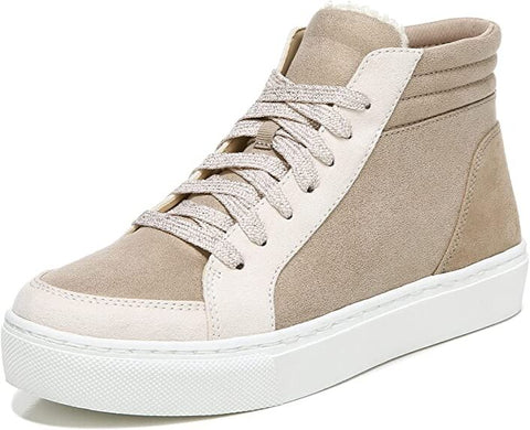 Dr. Scholl's No Prob Taupe Glitter Lace Up High Top Rounded Toe Sneakers
