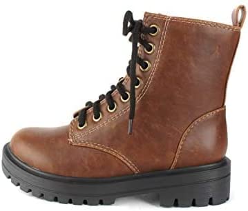 Soda Firm Whiskey Lace Up Rounded Toe Chunky Platform Combat Ankle Wide Boots