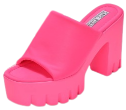 Cape Robbin Echoya Pink Slip On Block Heel Open Round Toe Fashion Heeled Sandals