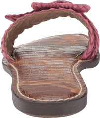 Sam Edelman Gabriela Carmine Rose Open Toe Slip On Leather Flat Slides Sandals