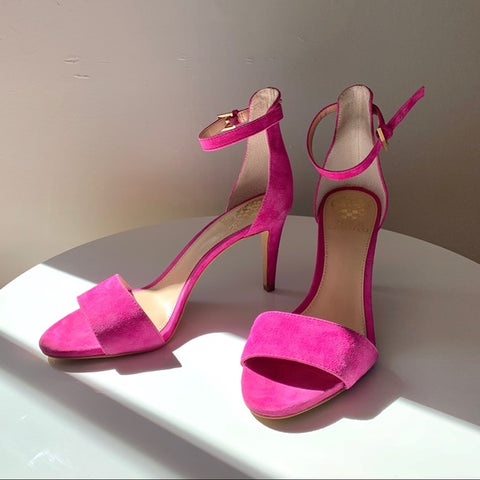 Vince Camuto Sebatani Playful Pink Open Toe Ankle Strap Dress Heel Sandals