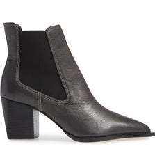 Lust For Life Tenesse Grey Leather Pull On Chelsea Stacked Heel Ankle Boots