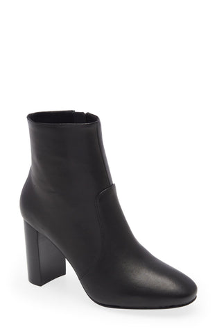 Jeffrey Campbell Priana Black Rounded Toe Stacked Block Heel Zipper Ankle Bootie
