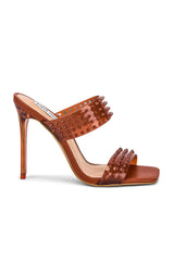 Steve Madden Lunna Tan Embellishment Detailed Square Open Toe Heeled Sandal