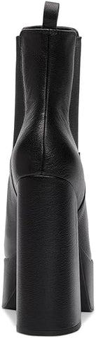 Jessica Simpson Shamira Black Leather Pull On Squared Toe Block Heel Ankle Boots