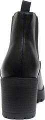 Soda Jaber Black Chunky Lug Sole Elastic Gore Pull On Wide Chelsea Ankle Boots