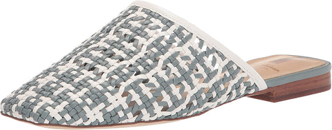 Sam Edelman Leona White Slip On Squared Toe Ornate Woven Detailed Flat Mules
