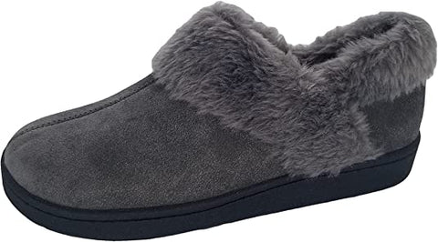 Clarks Indoor and Outdoor Grey Slipper Cozy Wool Mule Slip-On Fur Lined Clogs