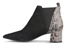 Klub Nico RENITA Black Suede Dramatically Pointy Toe Block Heel Chelsea Booties