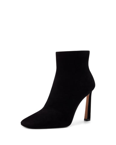 Vince Camuto Taileen Black Square Toe Covered Stiletto Heeled Ankle Dress Bootie
