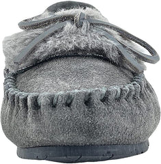 Clarks Holly Grey Cream Indoor Outdoor Faux Fur Rounded Closed Toe Slippers