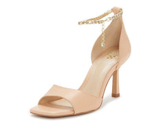 Vince Camuto Evensa Biscuit Nude Square Open Toe Chain Anklet Ankle Strap Sandal