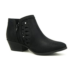 Soda Chance Closed Toe Multi Strap Ankle Block Heel Open Side Fashion Bootie Black Nb Chance (9, Black Nb Chance)