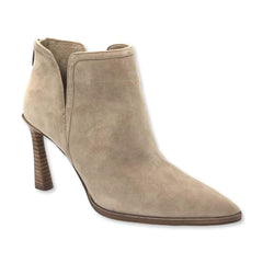 Vince Camuto Pentila Truffle Taupe Leather Pointed Toe Zipper Closure Booties