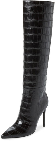 Jeffrey Campbell ARSEN HI Black Stiletto Knee High Pointed Toe Dress Boots