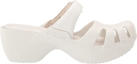 Dr. Scholl's Dance On White Slip On Buckle Strap Block Heel Rounded Toe Clogs