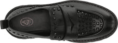Ash Genius Black Pull On Studded Rounded Toe Platform Lug Sole Fashion Loafers
