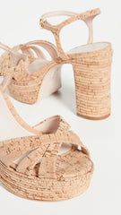 Schutz Darilia Cork Open Toe High Platform Block Heel Ankle Strap Pump Sandal