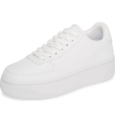 Jeffrey Campbell COURT Fashion Sneakers White Lace Up Platfrom Tennis Shoes