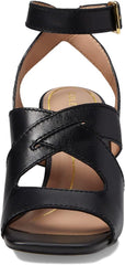 Cole Haan Reina City Black Leather Ankle Strap Open Toe Block Heeled Sandals