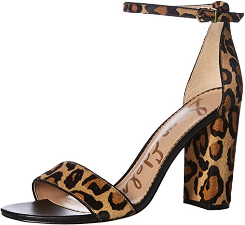 Sam Edelman Yaro New Nude Leopard Adjustable Ankle Strap Leather Heeled Sandals