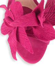 Schutz Thainy Bright Rose Fuschia Pink Suede Stiletto Sandals Flower Tie Up