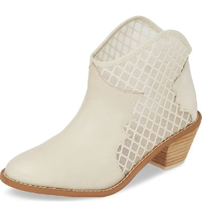 Kelsi Dagger Keenan Cloud White Leather Mesh Cut-Out Ankle Pull On Western Boots