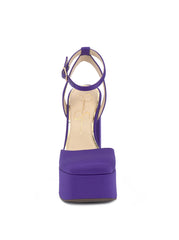 Jessica Simpson Skilla Purple Satin Platform Pump Buckle Strap Block Heel Sandal