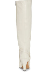 Vince Camuto Charmina Pointed Toe Warm Winter White Leather Knee High Boot