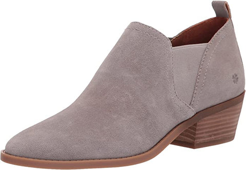 Lucky Brand Fallo Stepple Gray Block Mid Heel Slip On Casual Block Heel Booties