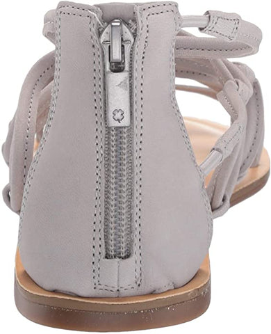 Lucky Brand Anisha Chinchilla White Flat Zipper Open Toe Caged Strappy Sandals