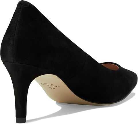 Cole Haan Vandam Pump Black Suede Pointed Toe Kitten Heeled Classic Pumps