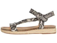 Lucky Brand Gabrien Natural Snake Suede Espadrille Flat Sandal Ankle Wedge Heel