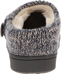 Clarks Angelina Navy Knitted Collar Winter Clog Rounded Closed Toe Slipper-Wide