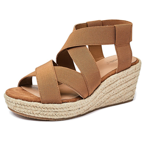 Luoika Women's Wide Wedge Sandals, Ankle Strap Flat Wedge Platform Heel Sandas