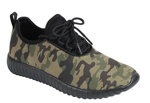 Forever Link Remy-19 Camouflage Lace Up Fashion Low Top Flat Running Sneakers