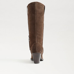 Sam Edelman Jamie Olive Taupe Side Zipper Pointed Toe Block Heel Western Boots