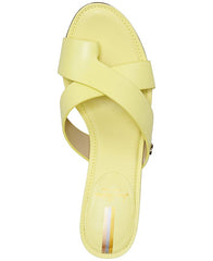 Sam Edelman Odie Butter Yellow Leather Block Heel Slip On Toe Ring Heeled Sandal