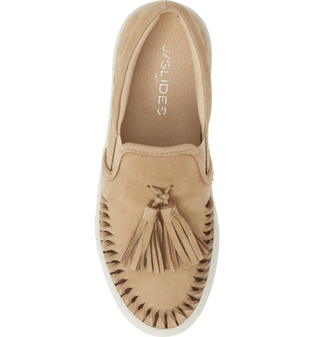 Aztec Sand Nude Leather Loafer White Platform Tassel Fashion Sneaker