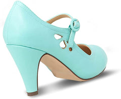 Chase & Chloe Kimmy-21 Round Toe Mary Jane Dress Pumps Seaside Pu