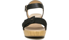 Dr. Scholl's Felicity Black Ankle Strap Block Heel Open Toe Leather Clog Sandals