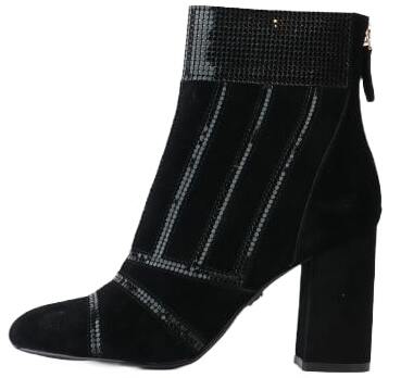 Cecelia New York Demetri Black Black Studded Back Zipper Pointed Toe Heel Boots