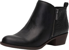 Lucky Brand Basel Black/Black Design  Low Cut Fashion Designer Zipper Ankle Booties