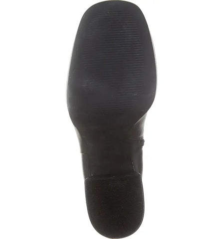 Steve Madden Elie Black Leather Block Heel Squared Toe Ankle Fashion Boots