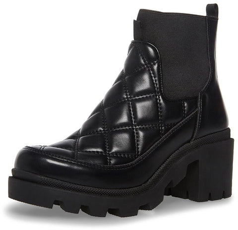 Steve Madden Adrian Black Pull On Rounded Close Toe Platform Chelsea Ankle Boots