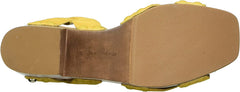 Sam Edelman Josefine Mustard Yellow Suede Block Heel Ankle Strap Heeled Sandals