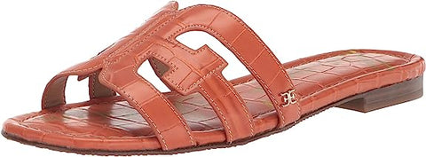 Sam Edelman Bay Sunset Orange Slide Mule Open-Toe Slip-On Leather Flats Sandals