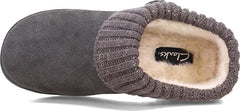 Clarks Grey Knitted Collar Winter Clog Rounded Closed Toe Slippers