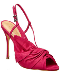 Schutz Allina Bright Rose Gathered Bow Peep Toe Ankle Stiletto Heel Sandals