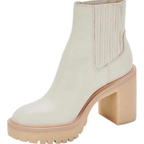 Dolce Vita Caster Sandstone Canvas Pull On Block Heeled Fashion Ankle Boots